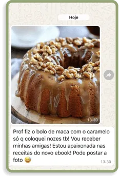 Depoimento sobre bolo de maca com caramelo